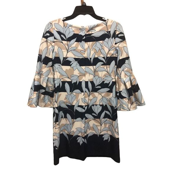 Vince Camuto Blue and Cream Striped Floral Midi Dress Size 2 - Picture 2 of 7